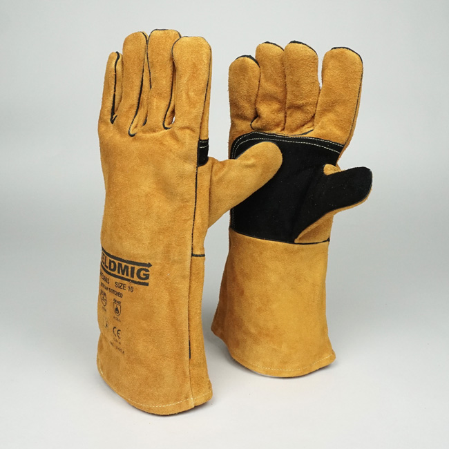 Gold-Leather-Welders-Gauntlets-Gloves